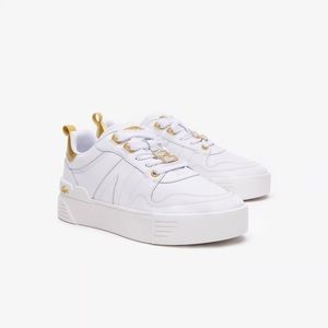 Lacoste white/gold leather sneakers